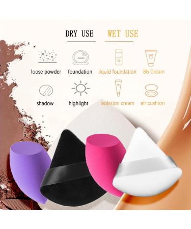 6 Pcs Makeup Sponge Set - Triangle Powder Puff & Beauty Blender for Face - Velour Powder Puff for Loose Powder Foundation - Red/Purple & B/W+Red/Purple - Buy Online on GoSupps.com