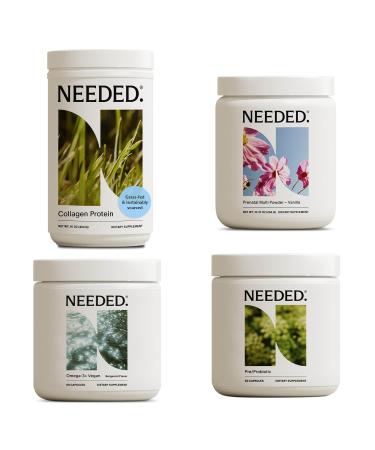 Needed. Prenatal Wellness Bundle | Multivitamin Vegan Omega-3 Collagen & Pre/Probiotic for Pregnancy & Postpartum