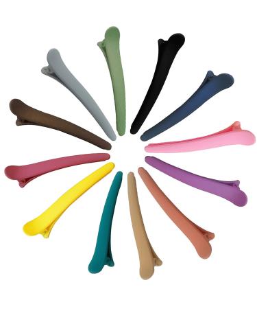 iZhuoKe Hair Sectioning Clips Plastic Hairdresser Clips Matte Colorful Duckbill Hair Clips Non-slip Hair Clip No Trace 12 hairpins for Women Girls and Salon Hairdressers 5.85 inch