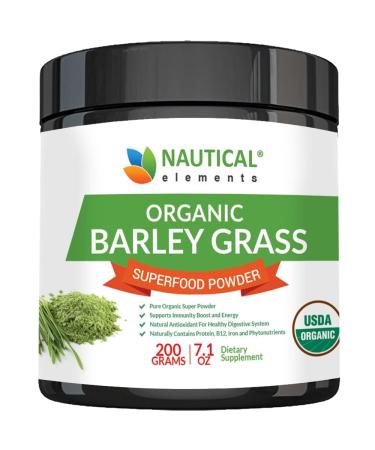 Barley Grass Powder - USDA Certified Organic Barley Grass Powder - Non-GMO, Vegan, and Non-Irradiated - Rich In Antioxidants, Protein, Fiber, Minerals, Chlorophyll, Amino Acids and Protein - 200 Grams Powder 7.1 Ounce (Pack