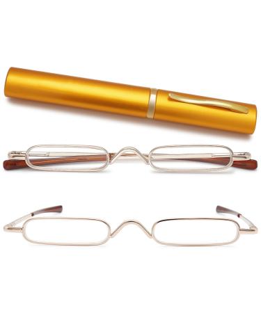 Lanomi mini reading glasses narrow Mr. Women 1.0 1.25 1.75 2.25 2.5 2.75 3.5 4.0 Light reading aid small metal glasses with case 2.25 dioptria
