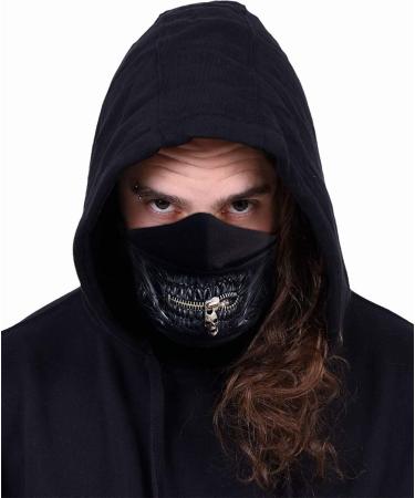 Spiral Zipped Mouth Fashion Mask - Premium Cotton with Adjuster - L Black - Buy Online on GoSupps.com