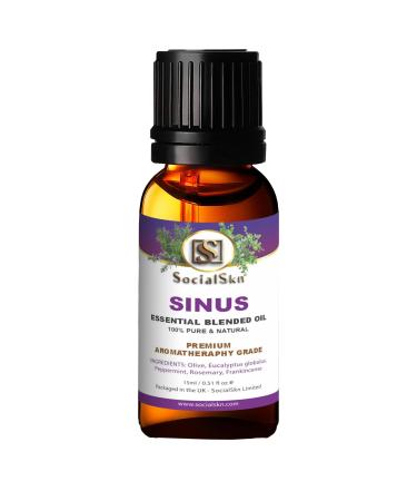 SocialSKN Essential Oils for Sinus Relief - Sinusitis Treatment with Blend of Rosemary Peppermint Eucalyptus Frankincense - Nasal Congestion Relief - Essential Oils for diffusers for Home 15.00 ml (Pack of 1)