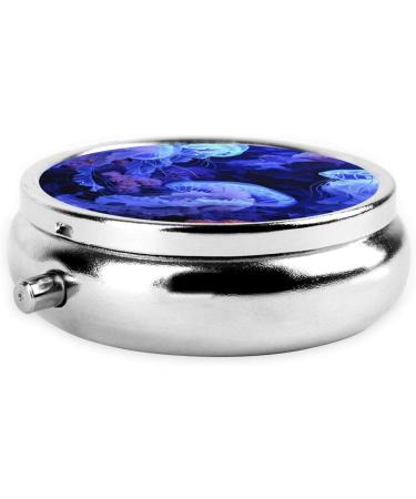 Cute Purple Jellyfish Portable Metal Pill Box | Round Mini with 3 Compartments | Travel Essential for Small Pills - Black - Buy Online on GoSupps.com