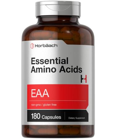 Horb ach Essential Amino Acids Supplement | 180 Capsules | Optimum Ratio with BCAAs | Non-GMO & Gluten Free EAA 180 Count (Pack of 1)