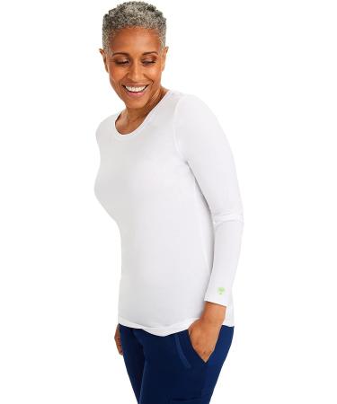 Healing Hands Long Sleeve Knit Women's Medical Scrub Tee 5047 Melissa Underscrubs - White, Size Medium - Buy Online on GoSupps.com