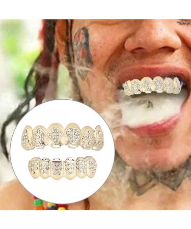 Gold Teeth Grills - Hip Hop Prop Teeth Accessories for Rapper Costume & Cosplay | Gold Plated Decoration - Buy Online on GoSupps.com