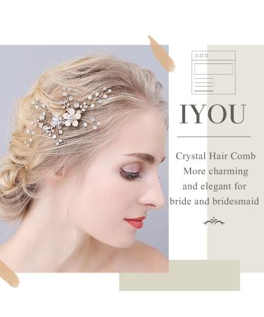 Elegant Gold Glossy Crystal Bridal Hair Crest - Flower & Pearl Hair Accessories for Weddings - Buy Online on GoSupps.com