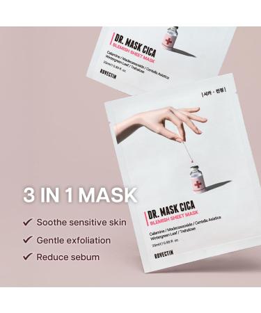 ROVECTIN Dr. Mask CICA - Soothing Calamine & Madecassoside Facial Mask Sheet (5 Pack) | Hydrating & International Shipping - Buy Online on GoSupps.com