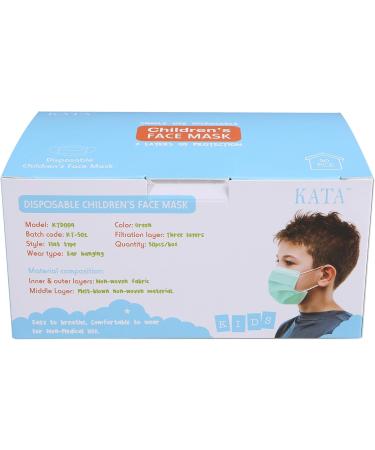 Kata 3-Ply Pleated Disposable Children's Face Masks - Green One Size Box of 50 - International Shipping Available - Buy Online on GoSupps.com
