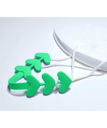 Ear Protector for Face Mask Silicone Heart Shape Ear Guard Adjustable Strap Band Behind The Head. for Any Type of mask (1 Piece) by CRITTE Green