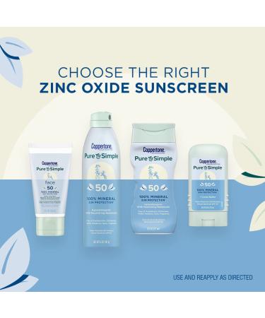 Coppertone Pure and Simple Zinc Oxide Mineral Sunscreen Spray SPF 50 - 5 Oz Water Resistant Broad Spectrum SPF 50 Sunscreen for Sensitive Skin - Buy Online on GoSupps.com