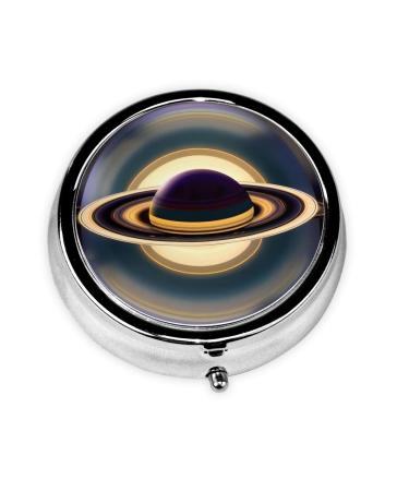 Beautiful Saturnround Pill Box 3 Compartments Round Pill Box Organizer for Purse Or Pocket &*Portable Travel Pill Box