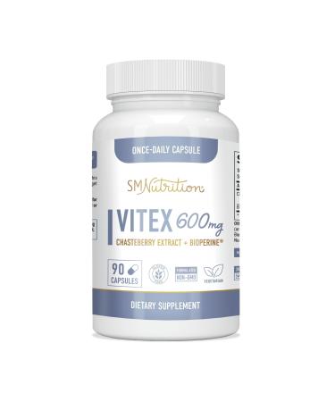 Vitex Chasteberry Capsules 600mg - Menopause & PMS Relief Women's Health Supplement with Pure Chasteberry Vitex Agnus-Castus Extract - Hormone Balance Estrogen Supplement for Women 90ct