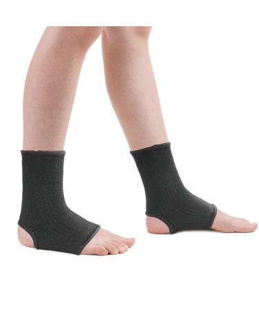 Luwint kid Compression Ankle Brace - Knitted Ankle Sleeve Sock Support for Sprains Arthritis Tendonitis Running Fitness, 1 Pair Black Black ankle