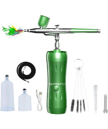 Cordless Airbrush Kit with Compressor 30PSI Air Brush Gun Set High Pressure  Handheld Rechargeable for Painting Makeup Nail Art Modeling Cake Decoration  and Tattoos (Green)