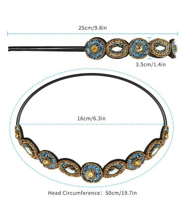 Beaded Rhinestone Headband Set - 5 Pcs Fashionable Crystal Hair Accessories for Women and Girls - Buy Online on GoSupps.com