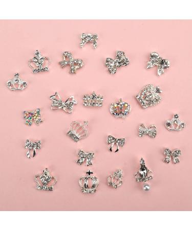 Colorful Butterfly Nail Rhinestones & 3D Silver Bows Set - Manicure Decoration Supplies for Women & Girls - Buy Online on GoSupps.com
