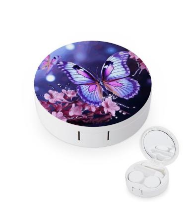 Contact Lens Case Purple Butterfly Print Plastic Contact Lens Case contact Lens Care Box ontact Lens Travel Box