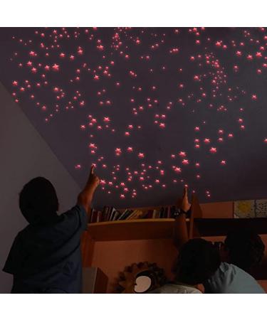 Glow in The Dark Stars Decals Decor 633 Pcs Luminous Dot Stars 3D Starry Stars Glow in The Dark Stickers for Ceiling or Wall and Kids Bedroom Decor Pink - Buy Online on GoSupps.com