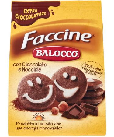  Balocco Set of 6 Balocco Faccine Biscotti con cioccolato e nocciole with chocolate and hazelnut cookies 100% Italian biscuits 700 g - Buy Online on GoSupps.com