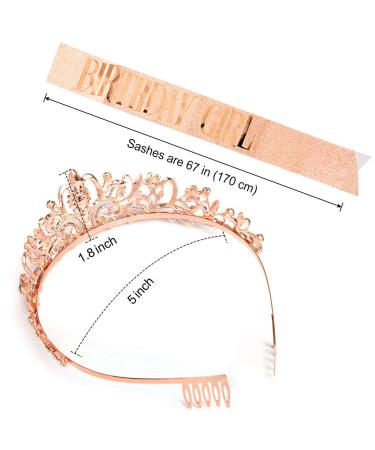 Birthday Girl Sash & Rhinestone Tiara Set - Rose Gold Birthday Decoration Kit - Buy Online on GoSupps.com
