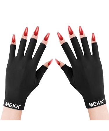 MEKK UV Gloves for Nails  Extra Length UV Light Gloves for Gel Nails UPF50+ UV Gloves Skin Care UV Protection Gloves Professional Manicure Gloves UV Protection UV Nail Gloves (Black)