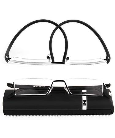 Men's Half Frame Computer Reading Glasses 2.25 - 2 Pack with Case | Black Half Rim Readers with Pouch - Buy Online on GoSupps.com