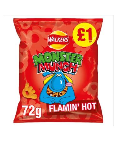 Walkers Monster Munch Flamin' Hot Snacks 72g x Case of 15