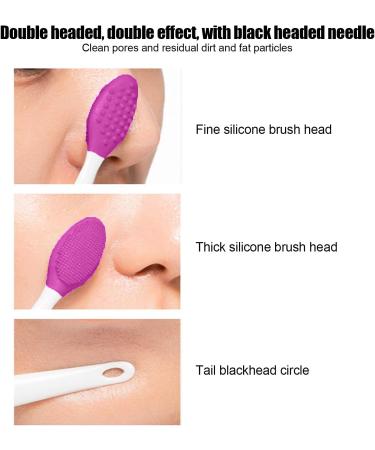 Silicone Nose & Lip Cleansing Brush | Double Sided Exfoliating Tool for Blackhead Removal & Lip Scrubs - Purple - Buy Online on GoSupps.com