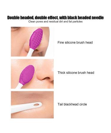 Silicone Nose & Lip Cleansing Brush Set - Double Sided Facial Brush for Blackhead Removal and Exfoliation - Lip Scrub Exfoliator & Moisturizer - Purple - Buy Online on GoSupps.com