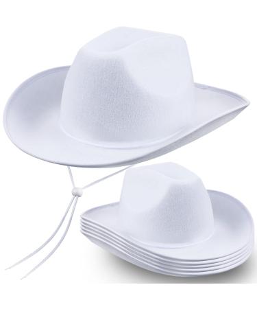 Janmercy 6 Pack Bulk Cowboy Hats Western Cowboy Hat Plain Cowboy Hat with Adjustable Drawstring for Wedding Stage Performance Simple White