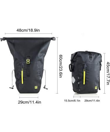 WATERFLY 25L Waterproof Bike Pannier Bag | Extensible Bicycle Rear Seat Bag with Rain Cover Ideal for Riding and Cycling | A-Black - Buy Online on GoSupps.com