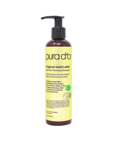 PURA D'OR Original Gold Label Anti-Thinning Biotin Shampoo, CLINICALLY TESTED Proven Results, Herbal DHT Blocker Hair Thickening Products For Women & Men, Natural Shampoo For Color Treated Hair, 8oz Shampoo 8 Fl Oz