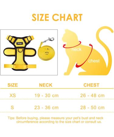 Breakproof Cat Leash Set & Adjustable Soft Kitten Vest - Reflective Stripes Yellow Size S | Durable Dishes for Small Kittens - Buy Online on GoSupps.com