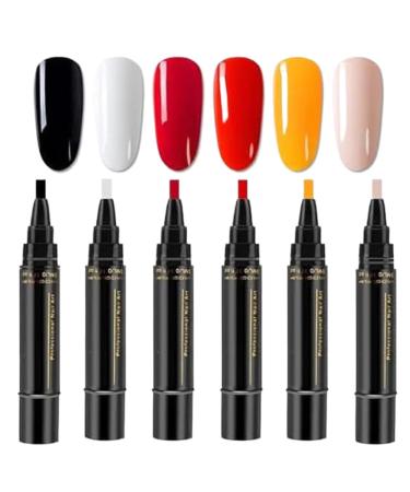 scyca 6 Pcs Gel Nail Pen Set Quick Dry Nail Art Pen No UV Nail Polish Accessories for Professional Manicure