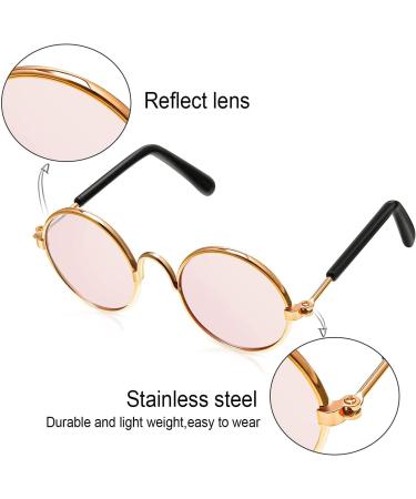 Cat Retro Sunglasses Metal Circular Glasses Props Accessories Cosplay Glasses for Cat & Puppy Dog Rabbit(1 Pack) (Pink) - Buy Online on GoSupps.com
