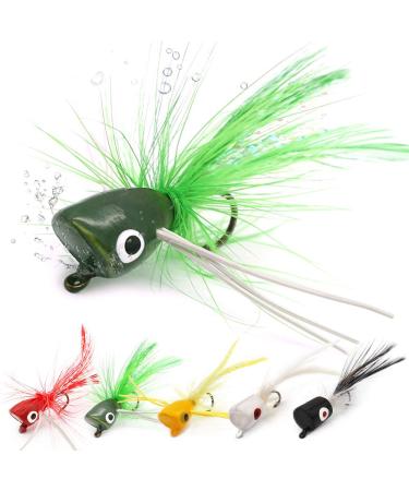 XFISHMAN Popper-Flies-for-Fly-Fishing-Topwater-Bass-Panfish-Bluegill Poppers Flies Bugs Lures Panfish Popper kit 10 pcs