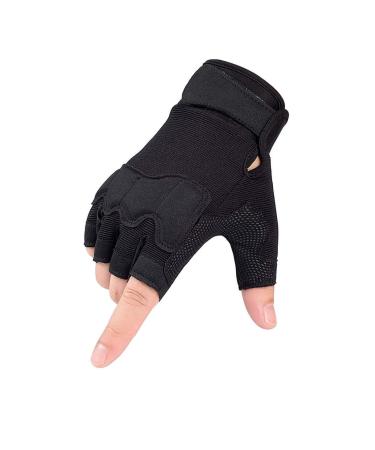 GRTE Tactical Gloves Half Finger Men Women Fingerless Anti-Slip Gloves for Outdoor Sports Cycling Motorcycle Hiking Climbing Camping Hunting Running Black M