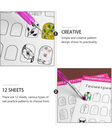 POPETPOP 24 Sheets coloring exercise book Nail Art Practice Cards Manicure Training Book Nail Art Practice Supplies Manicure Practice Supplies training supplies white Paper pattern - Buy Online on GoSupps.com