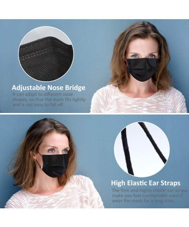 Eventronic Black Disposable Face Mask with Elastic Ear Loops - 50Pcs - 3 Layers for Adult Men & Women | Face Health Essential - Buy Online on GoSupps.com