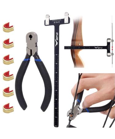SOPOGER Archery Bow Square Nocking Points Pliers Bow String Knock Kit T Shape Turning Bow Square Ruler Tool String-Loop Nocking Buckle Pliers for Recurve Compound Bow Accessories Black
