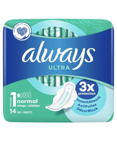 Always Ultra Sanitary Towels with Wings 14 Units 14 Unit (Lot de 1)