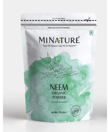 Organic Neem Powder by mi nature | (Azardirachta Indica) | 227 Gram (0.5 lb) 8 oz| Non GMO , Vegan | G Lowing Skin, Hair, Nail | Supports Digestion, Anti-oxidant