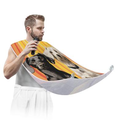 Striped Background Dog Beard Bib Apron Beard Hair Catcher for Men Shaving Fathers Day Anniversary Christmas Gifts for Dad Husband Beard Bib with 2 Suction Cups