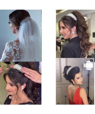 5A Cubic Zirconia Wedding Headband for Bride | Bridal Sweet 16 Party Hair Accessory - Silver HG0089 - Buy Online on GoSupps.com