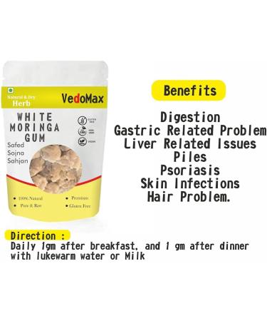 YANG White Moringa Gum Pure & Natural Sahajan Gond Gond Sonjana| White Sahajan Gond| White Moringa Gond - (25 gm) - Buy Online on GoSupps.com