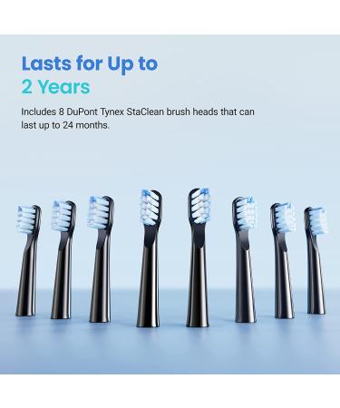 Etekcity Sonic Rechargeable Electric Toothbrush for Adults and Kids | 8 Soft Brush Heads, 5 Modes & Travel Case | Black - Buy Online on GoSupps.com