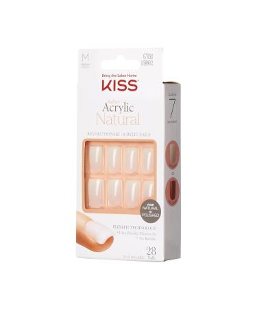 KISS Salon Acrylic Natural Collection - Euphoria Square Nails Set with 28 Artificial Nails Glue Files & Straps - International Shipping Available - Buy Online on GoSupps.com