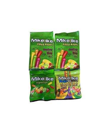 Flavored Candy Snacks Filled Ropes Flavored Chewy Assorted Fruit Flavored Candy and Mega Mix Sour Candy Soft and Chewy (Pack of 04)